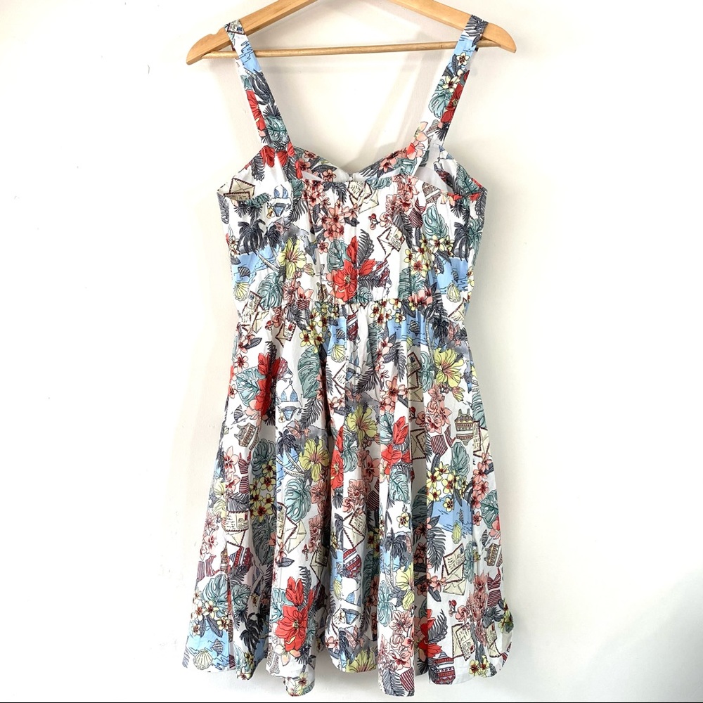 Floral Bailey Blue Postcard Fit & Flare Skater Sun Dress - Picture 7 of 8